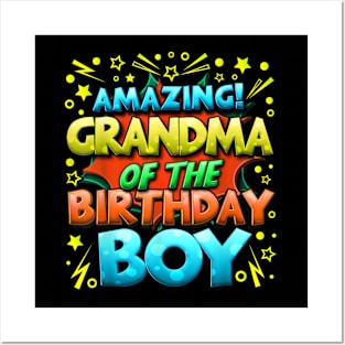 Grandma Of The Birthday Boy Matching Family Grandma Party Posters and Art